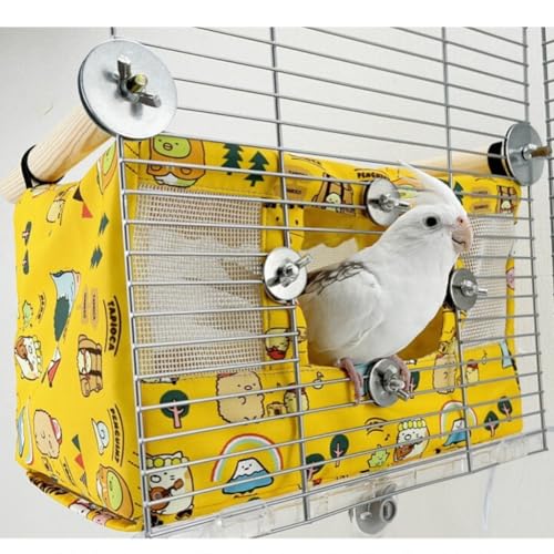 Copfeu Großes Vogelnest für Frühling und Sommer, atmungsaktiv, Vogelbett für Käfig, Papageiennest, Kuschelhütte für vier Jahreszeiten, einfach zu installieren für Quäker-Lovebirds (groß, gelb) von Copfeu
