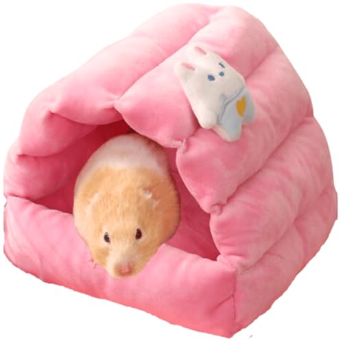 Copfeu Meerschweinchenversteck Hamsterkäfig-Zubehör, Kleintierhaus, waschbar, warmes Bett für Zwerg, Kaninchen, Chinchilla, Frettchen, Igel, Ratte, Bartagame, Zuckergleiter (Rosa, groß) von Copfeu