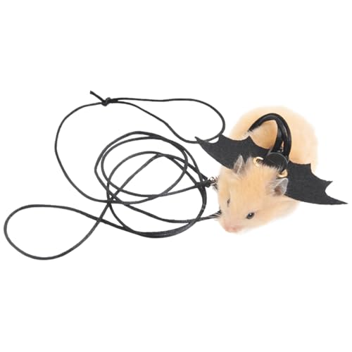 Geschirr und Leine für Kleintiere, Set für Hamster, Eidechsen und Bartagamen, sicheres, verstellbares und bequemes Spazierengehen, Schwarz von Copfeu