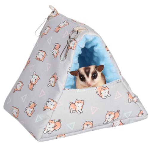 Handgefertigter Kuschelsack, Schlafsack, Dreiecksbeutel für Igel, Hamster, Ratten, Zuckergleiter, Kleintiere, Hängekäfig, Höhle, Bett, warmes Hängematte, Bett (Grau) von Copfeu