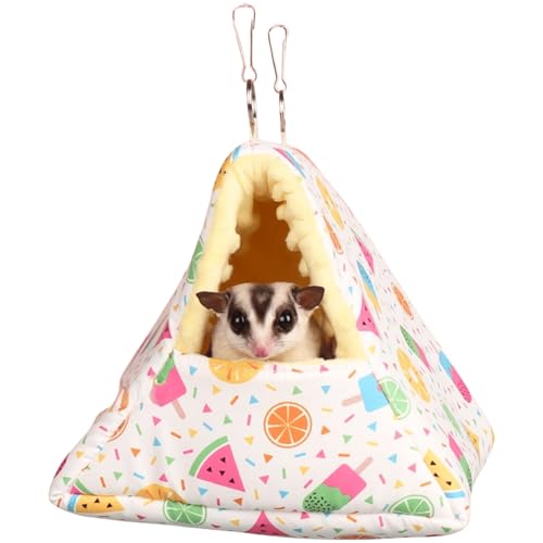 Handgefertigter Kuschelsack, Schlafsack, Dreiecksbeutel für Igel, Hamster, Ratten, Zuckergleiter, Kleintiere, zum Aufhängen, Käfig, Höhle, Bett, warmes Hängematte, Bett (weiß) von Copfeu
