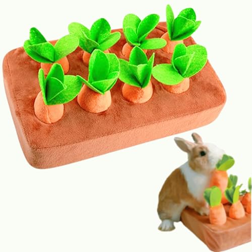 Interaktives Kaninchenanreicherungsspielzeug, Verstecken und Suchen Quietschend mit Plüschkarotte für Langeweile & Stimulierendes Hasenpuzzle für Welpen, Meerschweinchen, Kätzchen, Chinchilla, groß von Copfeu