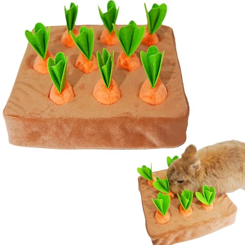 Interaktives Kaninchenanreicherungsspielzeug, Verstecken und Suchen Quietschend mit Plüschkarotte für Langeweile & Stimulierendes Hasenpuzzle für Welpen, Meerschweinchen, Kätzchen, Chinchilla (X-Large Interaktives Kaninchenanreicherungsspielzeug, Verstecken und Suchen Quietschend mit Plüschkarotte für Langeweile & Stimulierendes Hasenpuzzle für Welpen, Meerschweinchen, Kätzchen, Chinchilla (X-Large von Copfeu