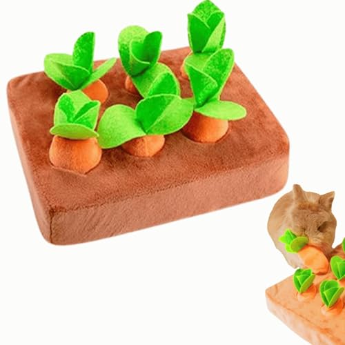 Interaktives Kaninchenanreicherungsspielzeug, Verstecken und Suchen Quietschend mit Plüschkarotte für Langeweile & Stimulierendes Hasenpuzzle für Welpen, Meerschweinchen, Kätzchen, Chinchilla (klein) von Copfeu