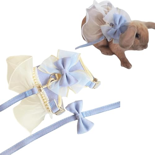 Kaninchengeschirr und Leine zum Spazierengehen, ausbruchsicher, niedlicher Rock, Netzgewebe, atmungsaktiv, Hasenweste, Geschirr, Outdoor, Camping, Wandern, Training, auch für kleine Tiere geeignet von Copfeu