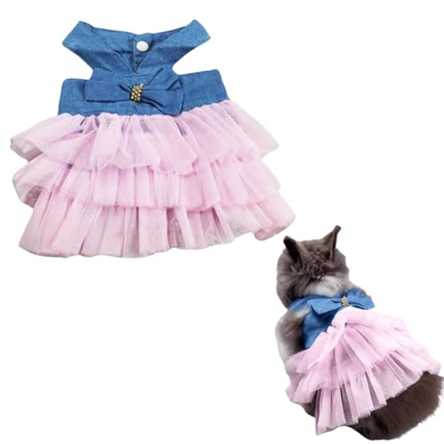 Kaninchenkleid, Hasenkostüm, Kleidung, Rock, tägliches Tragen, Tuch für kleine Katzen, Hunde, Welpen, Chinchilla, Meerschweinchen, Kleintierkleid für Party, Foto (Jeansrosa, S) von Copfeu