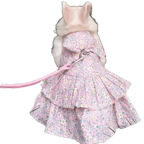 Kaninchenleine und Geschirr, verstellbares Hasenkleid, Outfit für kleine Haustiere, Frettchen, Meerschweinchen, Eichhörnchen, Hamster (Rosa, S) von Copfeu