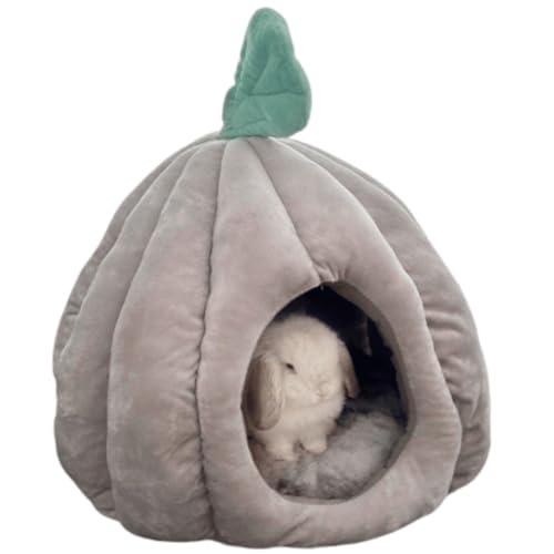 Kaninchennest Kürbis Kaninchenbett Katze Warmes Haus Kätzchen Bequemes Zelt Haustierhaus Bett Gemütliches Kaninchenhaus Kaninchenzelt Bett für Kaninchen Home Tuch Weiches Nest (Grau) von Copfeu