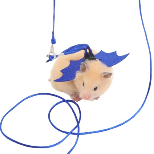 Kleintiergeschirr und Leine, Set für Hamster, Eidechsen und Bartagamen, sicheres, verstellbares und bequemes Gehen, Zubehör für Spaziergänge, Blau von Copfeu