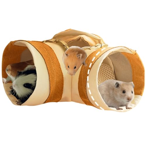 Meerschweinchen-Ecktunnel und Röhre, zusammenklappbar, Baby, Kaninchen, Tunnel, Spielzeug, Kleintier-Eckversteck für Ratten, Hamster, Igel, Frettchen, Chinchilla, Eidechse, Zuckergleiter (Gelb, M) von Copfeu