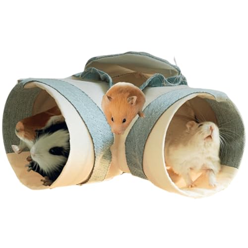 Meerschweinchen-Ecktunnel und Röhre, zusammenklappbar, Baby-Kaninchentunnel, Spielzeug, Kleintier-Eckversteck für Ratten, Hamster, Igel, Frettchen, Chinchilla, Eidechse, Zuckergleiter (Blau, klein) von Copfeu