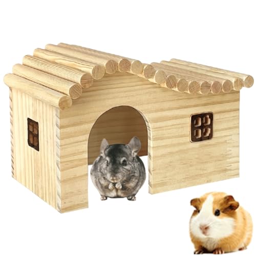 Meerschweinchen-Holzversteck mit Fenster, Kleintier-Holzhaus für Ratte, Chinchilla, Igel, Hamster, Kaninchen, Häschen (klein) von Copfeu