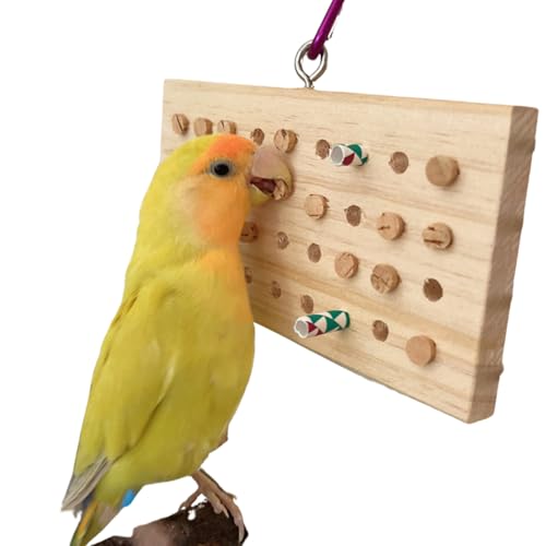 Papagei Kauspielzeug mit Holzkorken und Papierwannen Papagei Hängendes Kauspielzeug Verschleißfestes Papagei Spielzeug Holz Papagei Spielzeug Vogel Spielzeug Interessantes Papagei Spielzeug Vogelkäfig von Copfeu