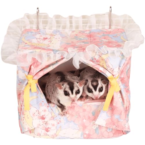 Rattenhängematte für Käfig, kaufest, Rattenspielzeug, warmes Bett, Kleintier-Hängekorb, Frettchen, Käfigzubehör und Lebensräume, abnehmbare Nestmatte für Hamster, Zuckergleiter, Igel (Rosa) von Copfeu