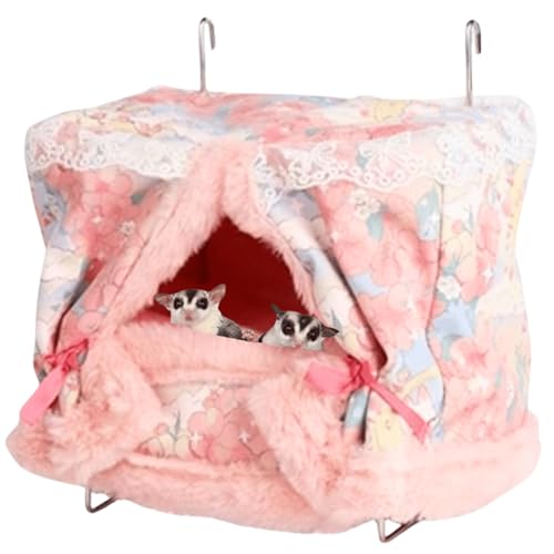 Rattenhängematte für Käfig, kaufest, Rattenspielzeug, warmes Bett, Kleintier-Hängekorb, Frettchen, Käfigzubehör und Lebensräume, abnehmbare Nestmatte für Hamster, Zuckergleiter, Igel (Rosa) von Copfeu