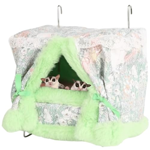 Rattenhängematte für Käfig Kaufest Rattenspielzeug Warmes Bett Kleintier Hängender Edelstahlkorb Frettchen Käfig Zubehör und Lebensräume Abnehmbare Nestmatte für Hamster, Zuckergleiter, Igel (Grün) von Copfeu