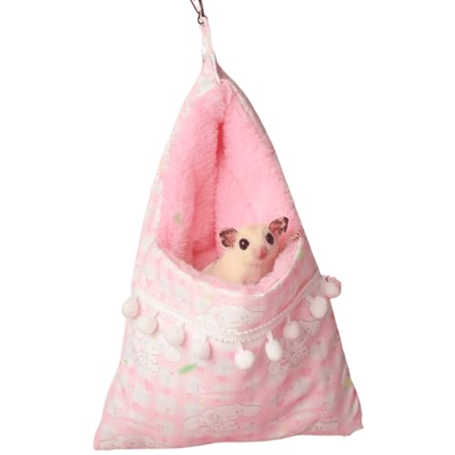Sugar Gliders Schlafsack für kleine Haustiere, Kaninchen, Samt, zum Aufhängen, warm, bequem, Nest für Kleintiere, Eichhörnchen, Murmeltiere, Ratten, Hamster (Rosa) von Copfeu