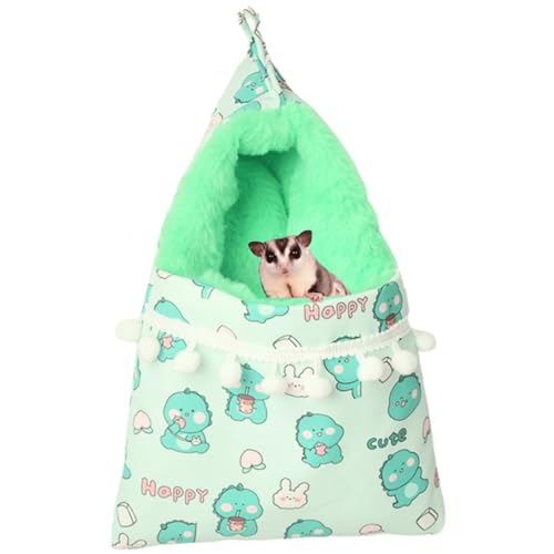 Sugar Gliders Schlafsack für kleine Haustiere, Kaninchen, Samt, zum Aufhängen, warm, bequem, Nest für Kleintiere, Eichhörnchen, Murmeltiere, Ratten, Hamster (grün) von Copfeu