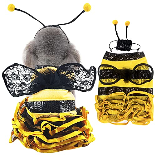 Bienenkostüm für Hunde, Hummelkleid mit Kappe, lustiges Haustier-Halloween-Outfit für kleine, mittelgroße und große Hunde und Katzen Bienenkostüm für Hunde, Hummelkleid mit Kappe, lustiges Haustier-Halloween-Outfit für kleine, mittelgroße und große Hunde und Katzen von Coppthinktu