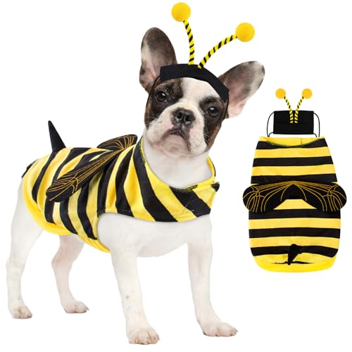 Bienenkostüm für Hunde Katzen Hund Halloween Kostüm Kleine Mittlere Hunde Hummel Outfit mit Bienenantenne Hut Haustier Kostüme Cosplay Halloween Weihnachten Geburtstag Party Klein Bienenkostüm für Hunde Katzen Hund Halloween Kostüm Kleine Mittlere Hunde Hummel Outfit mit Bienenantenne Hut Haustier Kostüme Cosplay Halloween Weihnachten Geburtstag Party Klein von Coppthinktu