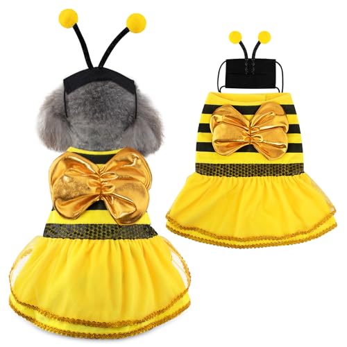 Bienenkostüm für Hunde & Katzen - Hummelkleid mit Kappe für Halloween & Party Bienenkostüm für Hunde & Katzen - Hummelkleid mit Kappe für Halloween & Party von Coppthinktu
