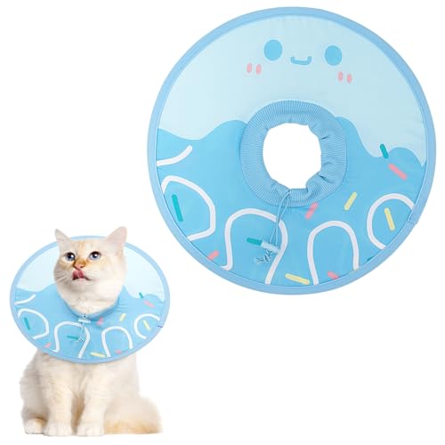 Coppthinktu Katzenkegelhalsband, weich, zur Genesung von Katzen, nach Operationen, wasserdichter Halskegel, leicht, elisabethanisches Halsband für Katzen, Welpen, gegen Lecken von Wunden (Blau, L) von Coppthinktu