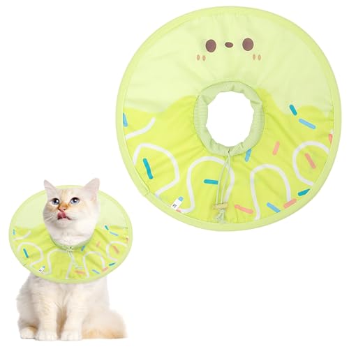 Coppthinktu Katzenkegelhalsband, weich, zur Genesung von Katzen, nach Operationen, wasserdichter Halskegel, leicht, elisabethanisches Halsband für Katzen, Welpen, gegen Lecken von Wunden (Grün, XS) von Coppthinktu