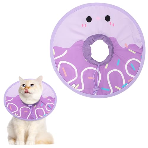 Coppthinktu Katzenkegelhalsband, weich, zur Genesung von Katzen, nach Operationen, wasserdichter Halskegel, leicht, elisabethanisches Halsband für Katzen, Welpen, gegen Lecken von Wunden (Violett, S) von Coppthinktu