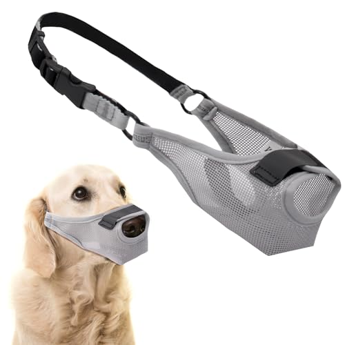 Coppthinktu Maulkorb für Hunde, atmungsaktiver Air-Mesh-Maulkorb für kleine, mittelgroße und große Hunde, weicher Hundemaulkorb zum Beißen, Bellen, Mundabdeckung mit Öffnung vorne, ermöglicht Trinken von Coppthinktu