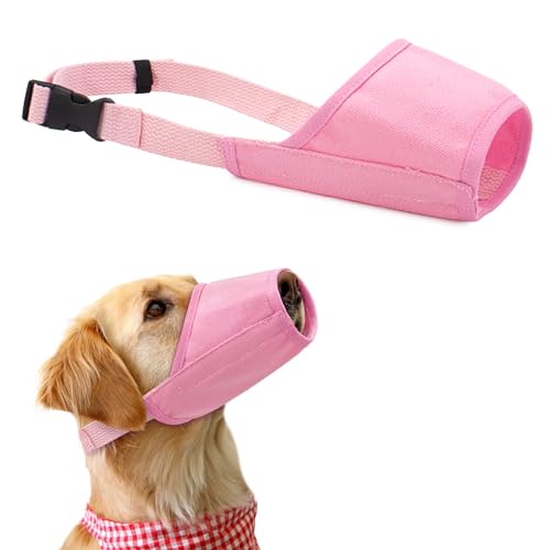 Coppthinktu Maulkorb für kleine, mittelgroße und große Hunde, bellen, beißen, kauen, verstellbarer Mundschutz, rosa Stoff, klein Coppthinktu Maulkorb für kleine, mittelgroße und große Hunde, bellen, beißen, kauen, verstellbarer Mundschutz, rosa Stoff, klein von Coppthinktu