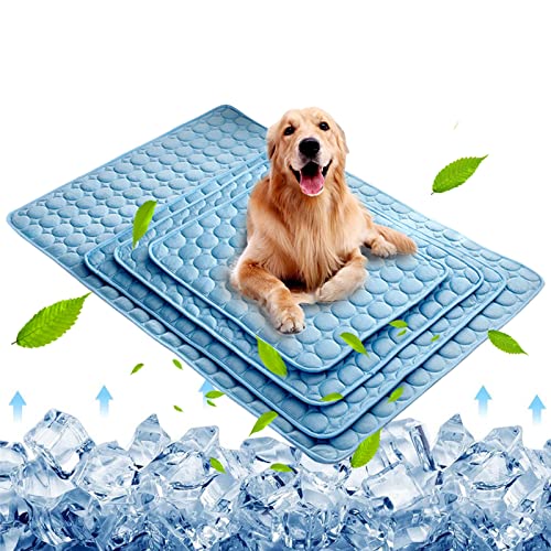 Dog Cooling Mat, Pet Cooling Pads for Dogs Cats Washable Summer Kennel Mat, Breathable Self Cooling Blanket Pad Ice Silk Sleep Mat Non-Toxic Dog Cool Bed Liner for Home Travel Extra Large Blue von Coppthinktu