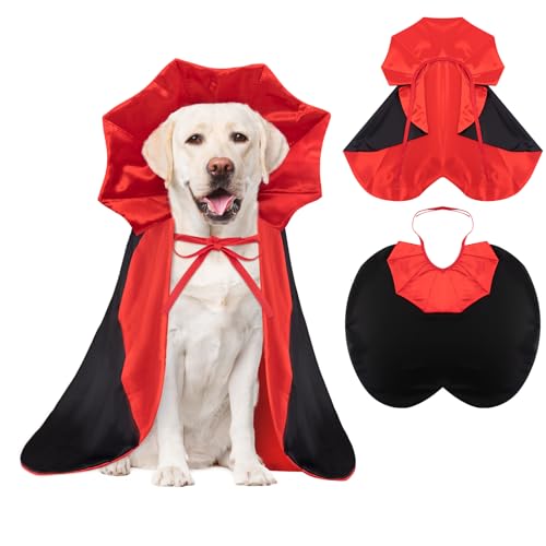 Halloween-Kostüm für Hunde, Vampir, Teufels-Umhang für Katzen, kleine, mittelgroße und große Hunde, Welpen, rot, schwarz, klassischer Haustierumhang, Urlaub, Cosplay, besondere Anlässe, Größe M Halloween-Kostüm für Hunde, Vampir, Teufels-Umhang für Katzen, kleine, mittelgroße und große Hunde, Welpen, rot, schwarz, klassischer Haustierumhang, Urlaub, Cosplay, besondere Anlässe, Größe M von Coppthinktu