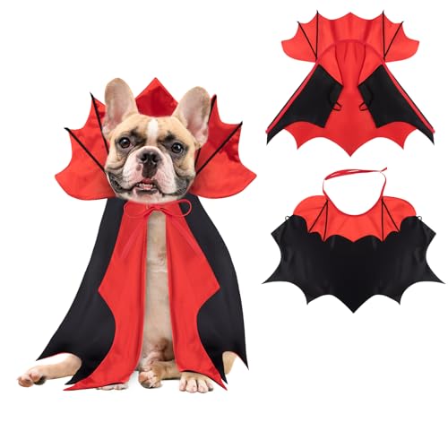 Halloween-Kostüm für Hunde, Vampir, Teufelsumhang, Umhang für Katzen, kleine, mittelgroße und große Hunde, Welpen, rot, schwarz, klassischer Haustierumhang, Urlaub, Cosplay, besondere Anlässe von Coppthinktu