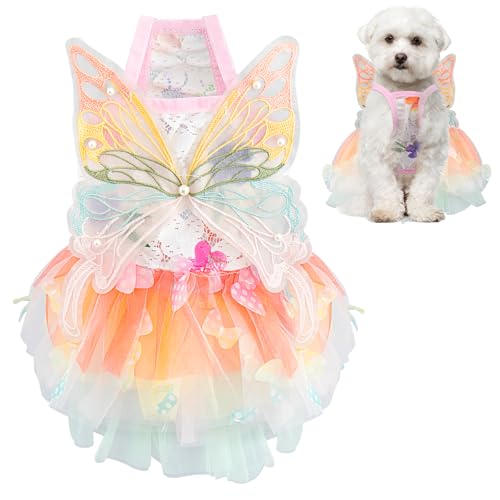 Hunde-Halloween-Kostüm, Schmetterlings-Hundekleider für kleine Hunde, Mädchen, Hunde-Halloween-Kleid, Haustier-Schmetterlingskostüm, Prinzessin, Regenbogen-Spitzenkleid, niedliches Katzen-Outfit für Hunde-Halloween-Kostüm, Schmetterlings-Hundekleider für kleine Hunde, Mädchen, Hunde-Halloween-Kleid, Haustier-Schmetterlingskostüm, Prinzessin, Regenbogen-Spitzenkleid, niedliches Katzen-Outfit für von Coppthinktu