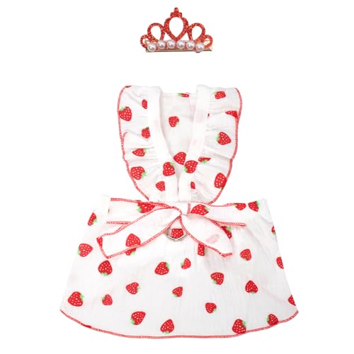 Hundekleider für kleine Hunde und Mädchen, Welpenkleid, Erdbeerdruck, Katzenkleid, Sommerkleidung, Schleife, Rock mit Krone, Haarspange, kleine Hundekleider, weibliche Katzenkleidung, Urlaub Hundekleider für kleine Hunde und Mädchen, Welpenkleid, Erdbeerdruck, Katzenkleid, Sommerkleidung, Schleife, Rock mit Krone, Haarspange, kleine Hundekleider, weibliche Katzenkleidung, Urlaub von Coppthinktu