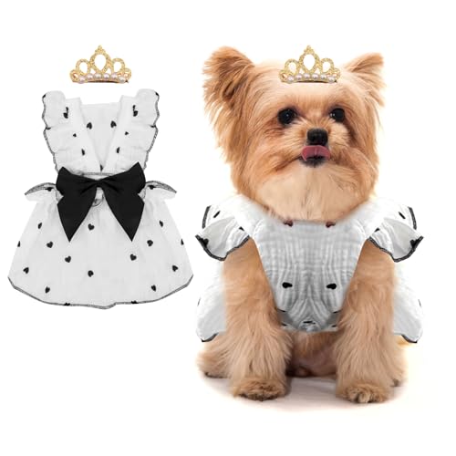 Hundekleider für kleine Hunde und Mädchen, Welpenkleid, Herzdruck, Katzenkleid, Sommerkleidung, Schleifenrock mit Krone, Haarspange, kleine Hundekleider, weibliche Katzenkleidung, Urlaub Hundekleider für kleine Hunde und Mädchen, Welpenkleid, Herzdruck, Katzenkleid, Sommerkleidung, Schleifenrock mit Krone, Haarspange, kleine Hundekleider, weibliche Katzenkleidung, Urlaub von Coppthinktu