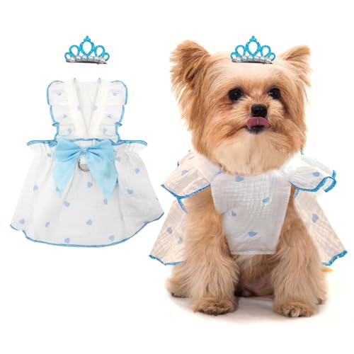 Hundekleider für kleine Hunde und Mädchen, Welpenkleid, Herzdruck, Katzenkleid, Sommerkleidung, Schleifenrock mit Krone, Haarspange, kleine Hundekleider, weibliche Katzenkleidung, Urlaub Hundekleider für kleine Hunde und Mädchen, Welpenkleid, Herzdruck, Katzenkleid, Sommerkleidung, Schleifenrock mit Krone, Haarspange, kleine Hundekleider, weibliche Katzenkleidung, Urlaub von Coppthinktu