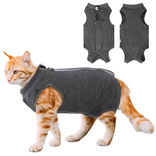Katzen-Genesungsanzug für Bauchwunden oder Hautkrankheiten, atmungsaktive Alternative zum E-Halsband für Katzen und Hunde, nach Operationen, gegen Lecken von Wunden, Größe M von Coppthinktu