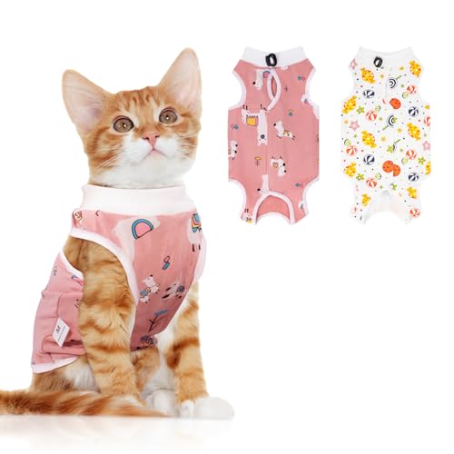 Katzen-Genesungsanzug für kastrierte Bauchwunden, Katzen-Einteiler für Katzen nach Operationen, Genesungsanzug für Damen, atmungsaktiv, E-Halsband, alternativer Kätzchen-Einteiler für Katzen, von Coppthinktu