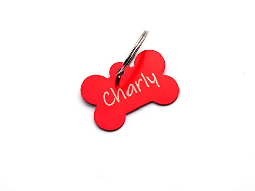 CopterFarm Hundeknochen, Haustier, Hundemarke mit Gravur beidseitig inkl. Schlüsselring | Knochen | Anhänger, ID Tag Hund, Adressschild, Adressmarke, Adressanhänger für Hundehalsband | Rot CopterFarm Hundeknochen, Haustier, Hundemarke mit Gravur beidseitig inkl. Schlüsselring | Knochen | Anhänger, ID Tag Hund, Adressschild, Adressmarke, Adressanhänger für Hundehalsband | Rot von CopterFarm