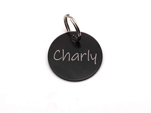Hundemarke rund mit Gravur auf beiden Seiten - personalisiert | inklusiv Schlüsselring | Anhänger, ID Tag, Adressschild, Adressmarke, Adressanhänger für Hundehalsband | viele Farben | Schwarz Hundemarke rund mit Gravur auf beiden Seiten - personalisiert | inklusiv Schlüsselring | Anhänger, ID Tag, Adressschild, Adressmarke, Adressanhänger für Hundehalsband | viele Farben | Schwarz von CopterFarm
