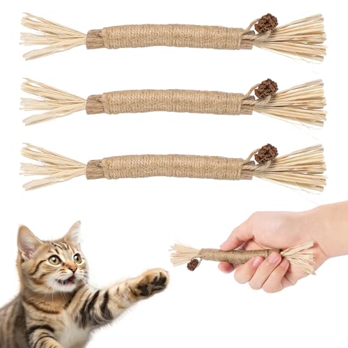 Silvervine Katzenspielzeug, natürliches Katzenminze-Kauspielzeug für Kätzchen, zur Zahnreinigung, steigert den Appe, beruhigt Angst und Stress, 3 Stück Silvervine Katzenspielzeug, natürliches Katzenminze-Kauspielzeug für Kätzchen, zur Zahnreinigung, steigert den Appe, beruhigt Angst und Stress, 3 Stück von Coptiner