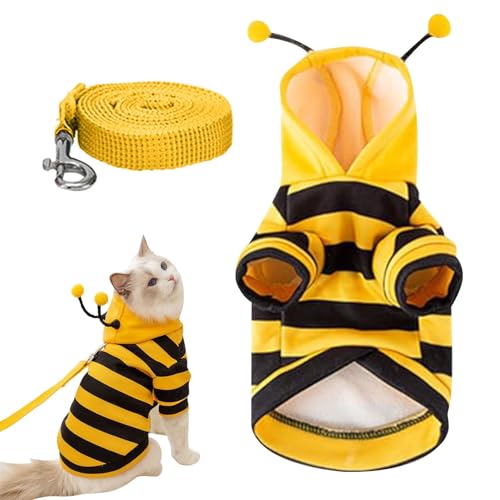 Bienenkostüm für Katzen, Hunde, mit Abschleppseil, Kapuzenpullover, Hundekleidung, gestreift, Bienen-Kostüm für Hunde, klein, mittel, Welpen, Chihuahua, Yorkshire Halloween, Cosplay Bienenkostüm für Katzen, Hunde, mit Abschleppseil, Kapuzenpullover, Hundekleidung, gestreift, Bienen-Kostüm für Hunde, klein, mittel, Welpen, Chihuahua, Yorkshire Halloween, Cosplay von Corlidea