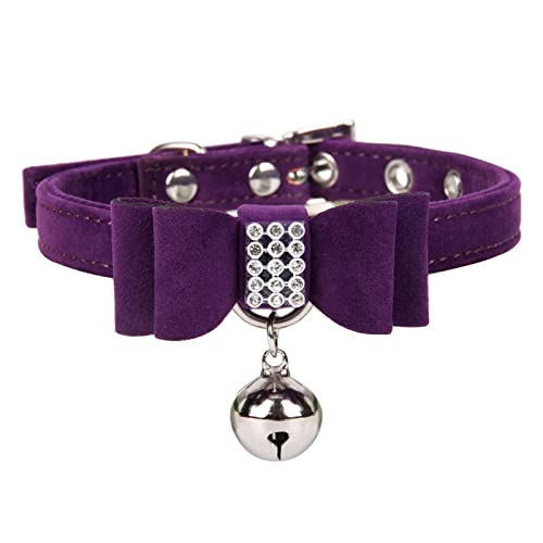 Pet Bone Strass Hundehalsband Diamond Buckle Pet Leine Katzenhalsband Halsband Mit Ausziehbarer Leine (Purple b S) von Corlidea