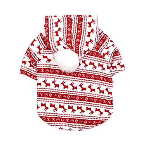 Weihnachten Haustier Pullover Kapuze Herbst und Winter Haustier Kostüme Outfits Welpen Sweatshirt Pullover Kleidung für kleine mittelgroße Haustiere Hundepullover 55 cm (Red A L) von Corlidea