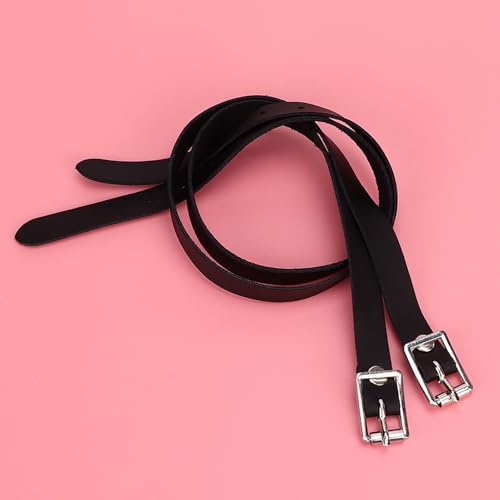 Cornesty Sporenriemen Verlängern, Leder, Edelstahlschnalle, Pferdewerkzeug-Zubehör, 50 cm, Schwarz, für Alle Größen Geeignet von Cornesty