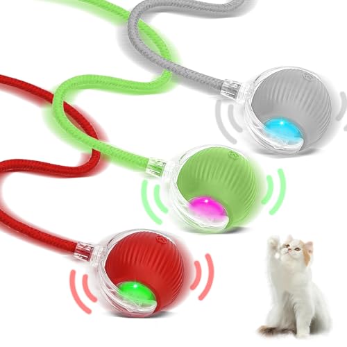 Corpower Interaktives Katzenspielzeug - 3 Stück, USB-Wiederaufladbar, Drei Arbeitsmodi, Elektrisch 360° Intelligent Rollen, Selbstbeschäftigung von Corpower