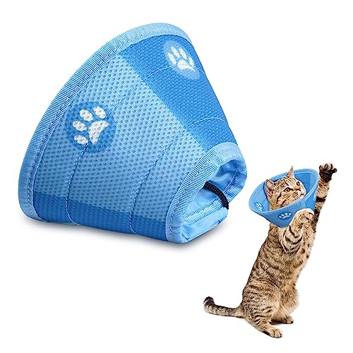 Halskrause Katze, Einstellbarer Katzen Halskrause, Katzenkragen für Nach Operationen und Verletzungen, Verhindert das Lecken von Wunden Halskrausen für Katzen (Blau, M) von Corpower