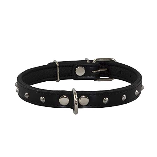 Corspet™ Echtes Leder Hundehalsband, Nieten Halsband Hund, Handgefertigt in der EU, weich gepolstert doppelseitig verstellbares Halsband | Hunde Halsbänder für kleine & mittelgroße [39-47 cm] Schwarz von Corspet
