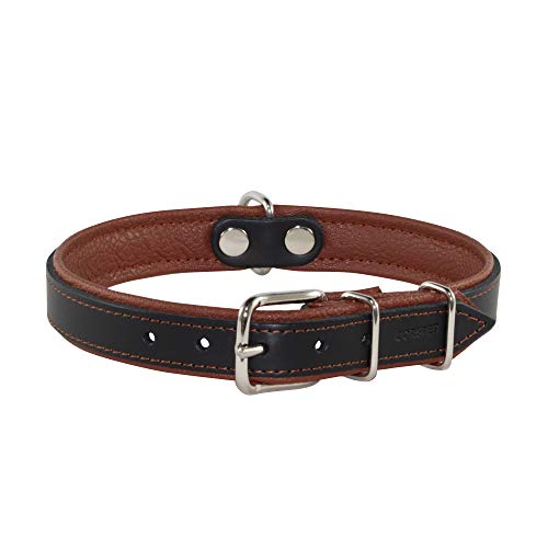 Corspet™ Echtes Leder Hundehalsband, weich gepolstertes doppelseitiges Halsband Hund, Langlebige Hunde Halsbänder für mittelgroße & große Hunde, Handgefertigt in der EU [43-52 cm] Braun von Corspet